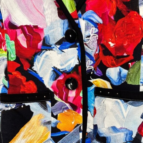 Dolcezza Simply Art Bold Print Jersey Blazer Multi Coloured Size Medium - Picture 10 of 16